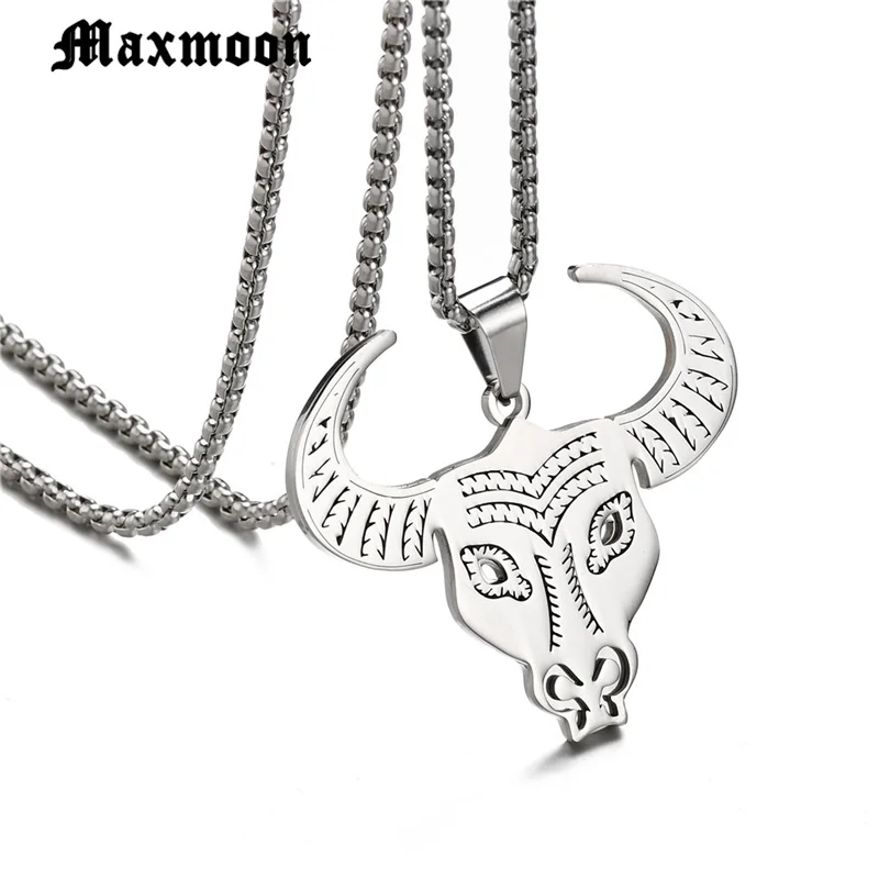 Maxmoon полые буйвола чокер ожерелье подвеска Воротник из нержавеющей стали цепь