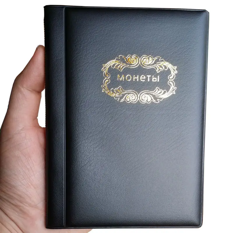 Русский альбом для монет, 10 страниц, 120 карманов, коллекция монет, книга, монета, держатель, мини, размер, альбом, книга, черный, темно-синий, красный, 3 цвета