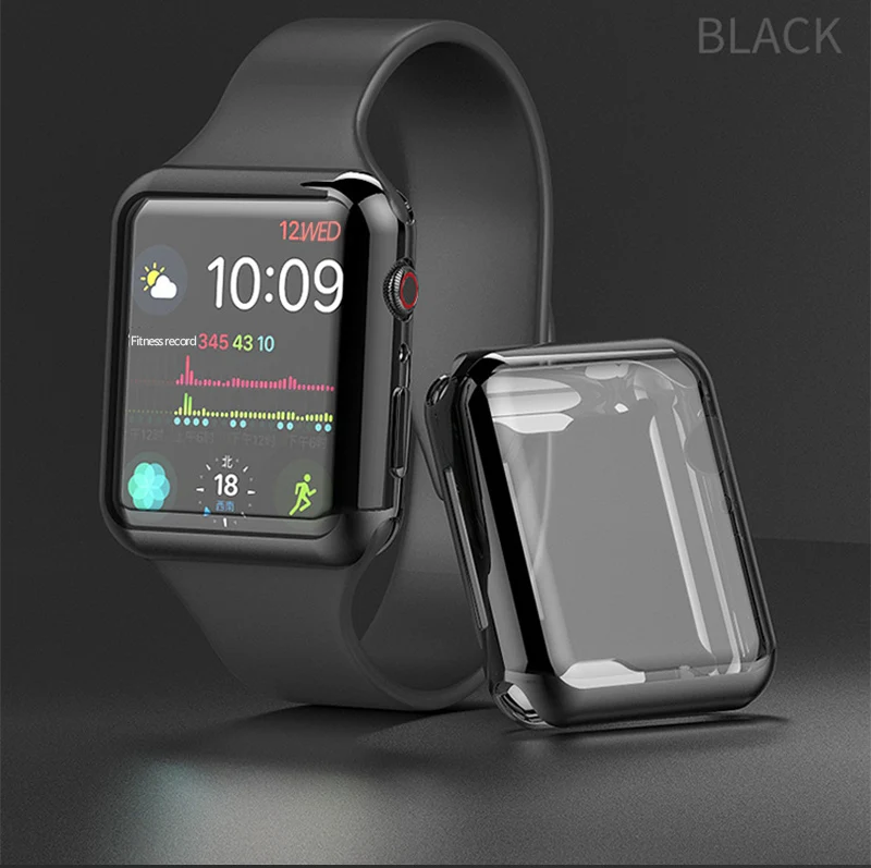 black MDNEN чехол для Apple Watch, чехол для Iwatch 4, 3, 2, 1, ремешок 42 мм, 38 мм, 40 мм, 42 мм, ТПУ, защитный чехол для экрана - Цвет: black
