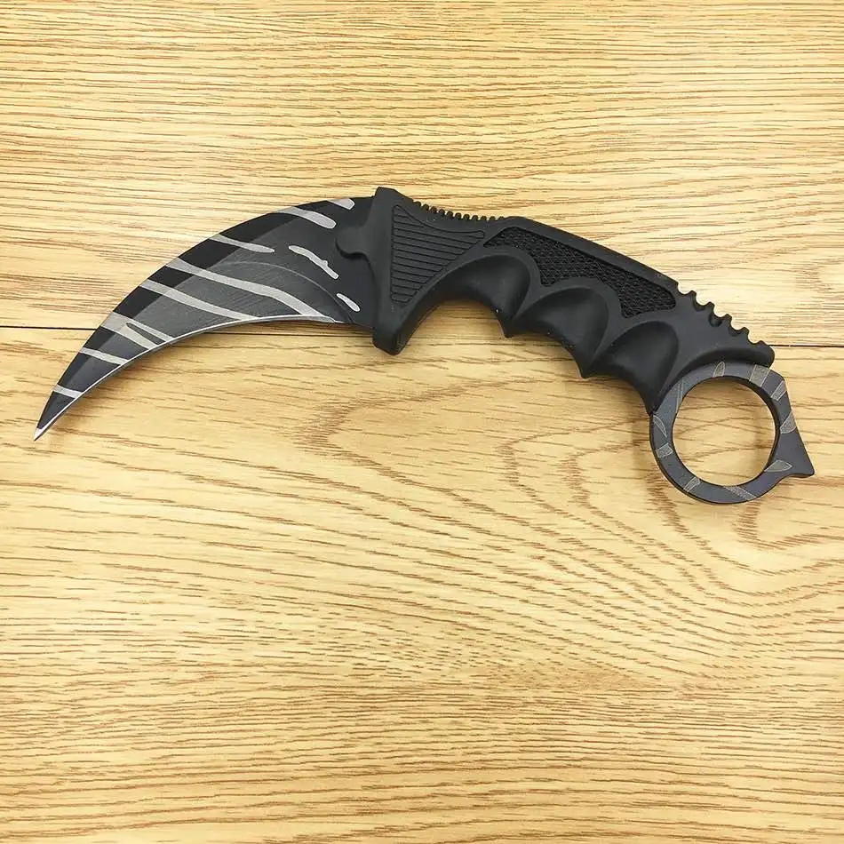 Black Stripes CS GO коготь счетчика удара Karambit нож шеи с оболочкой золотой зуб тигра настоящая игра нож кемпинг черные полосы цвета - Цвет: Black Stripes