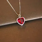 Винтажные подвески в форме сердца с рубинами, ожерелье из стерлингового серебра 925 пробы, ювелирные украшения для невесты, свадебная бижутерия, обручальное ювелирное изделие без цепочки