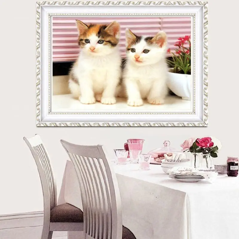 Full diamond painting kitten animal diy round drill embroidery cross stitch home decor cat mosaic picture rhinestones|full painting|diamond