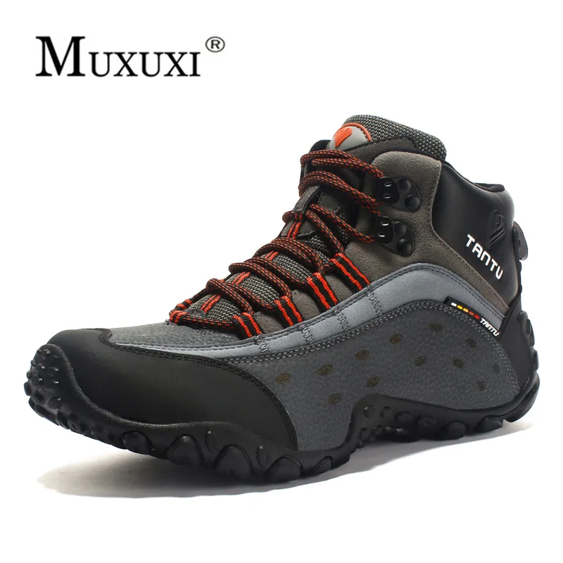 Men leather Breathable Outdoor Shoes comfortable Casual Ankle adventure Footwear boots Anti-skidding Large Size 39-46 | Обувь