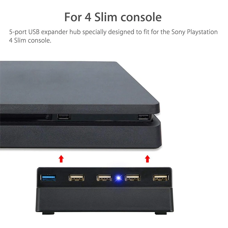 PS4 тонкий хаб-(4 × USB 2,0, 1 × USB 3,0)-высокоскоростной удлинитель usb-хаб для игровой консоли Playstation 4 Slim