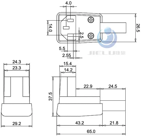 IEC-C13 вниз угол розетка 10A 250 V Rewirable разъем адаптера, 1 шт