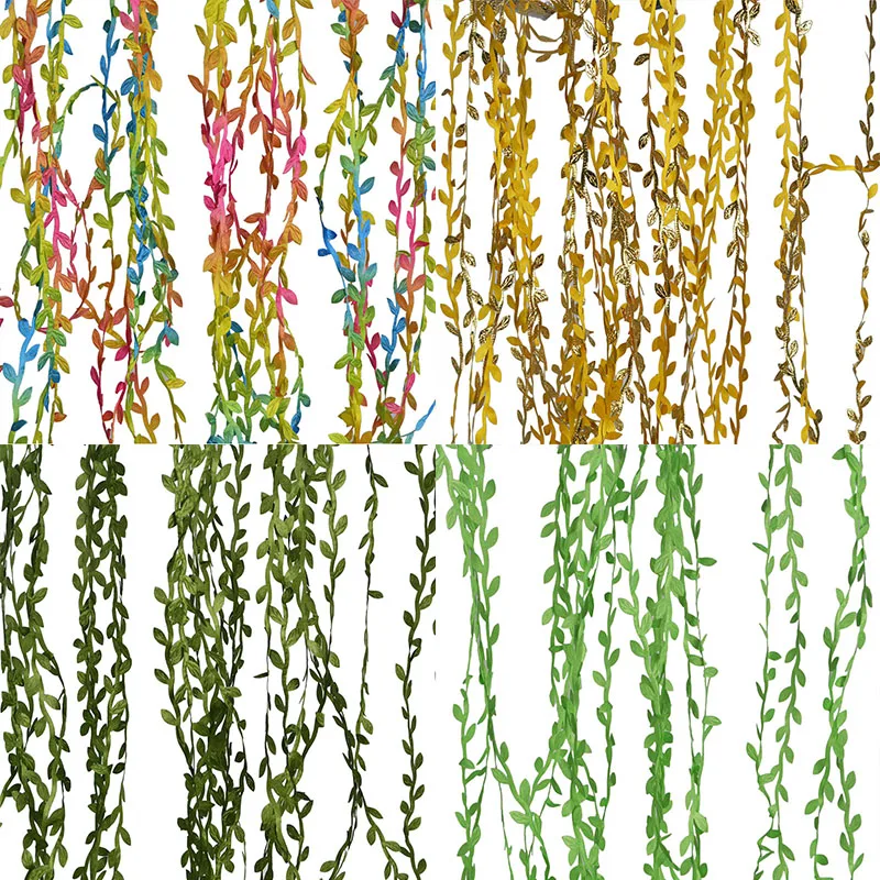 

20m Silk Leaf-Shaped Vine Handmake Artificial green Leaves For DIY Wreath Gift Scrapbooking Craft Suppliues Wedding Decoration