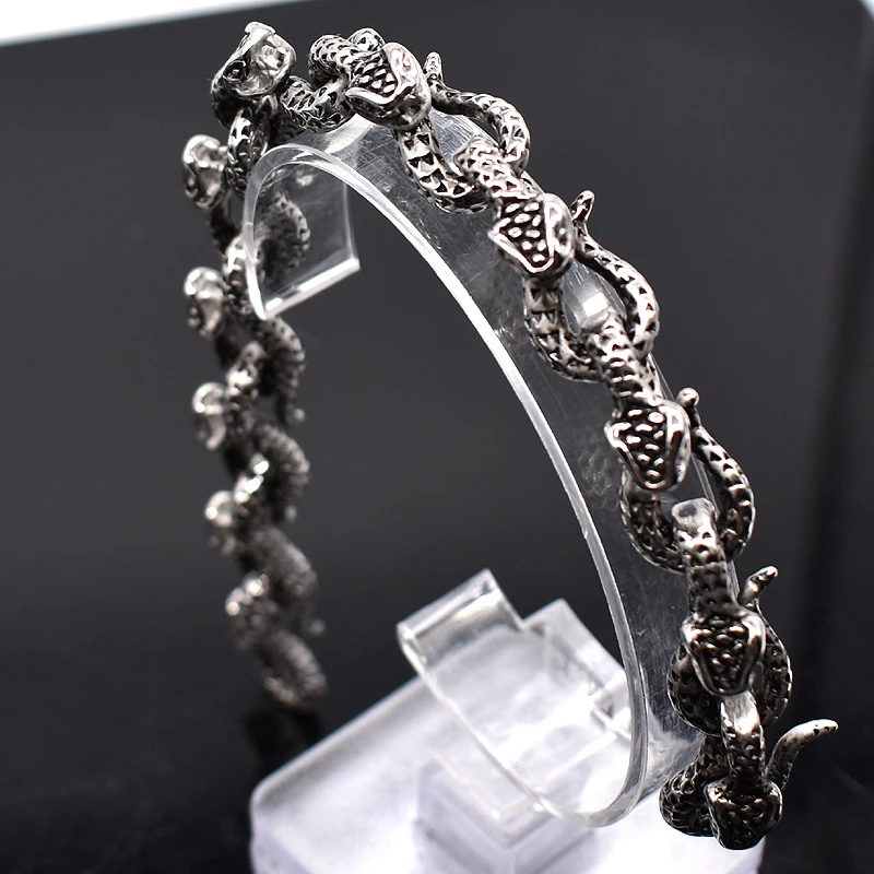 AMUMIU панк рок 22 см змеевидная цепочка из нержавеющей стали браслет мужские