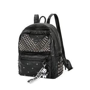 Рюкзак женский из искусственной кожи, с заклепками, маленький, школьный, 2019