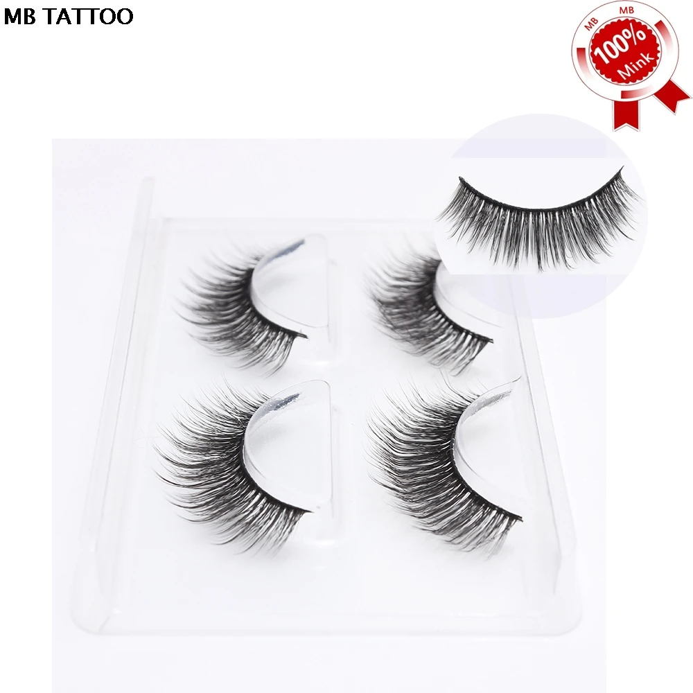 MB Tattoo 100% 2 пары норковые ресницы для наращивания натуральные длинные накладные