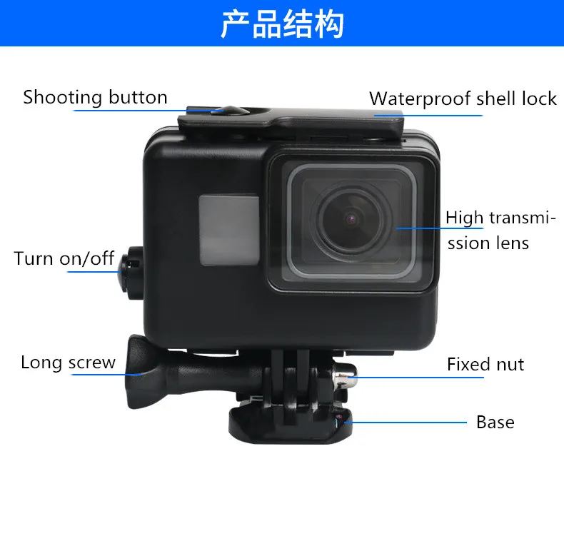 Водонепроницаемый чехол для gopro hero5 6 7 black Kong Kim из закаленного стекла альпинизма