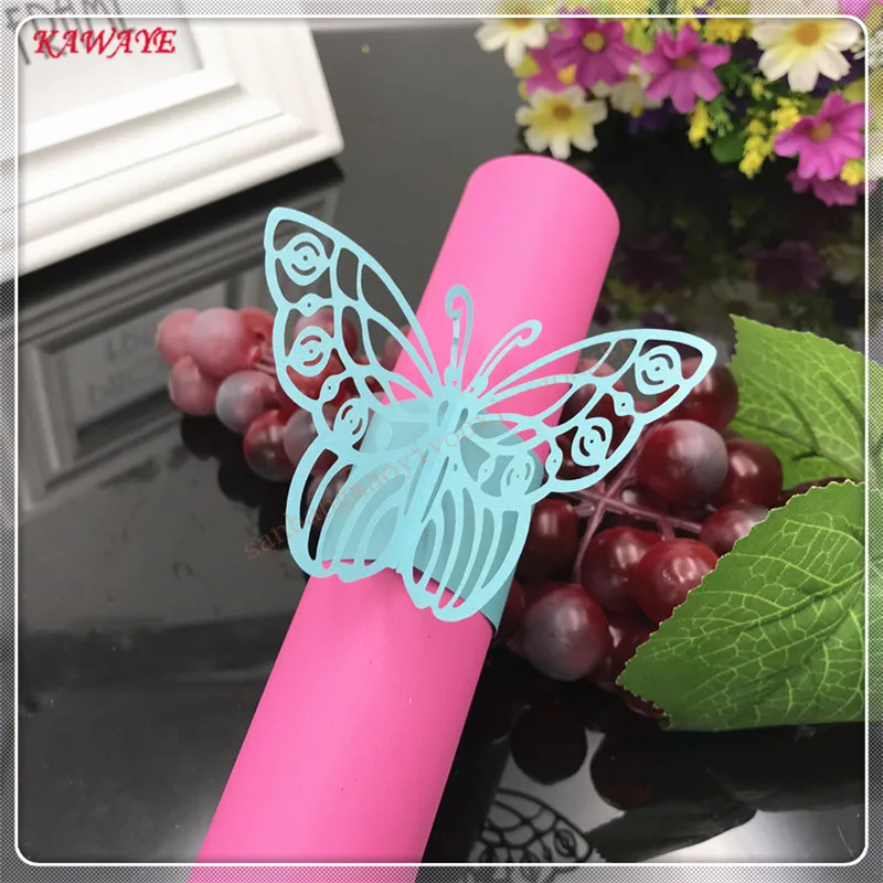 100 шт. розовые бабочки кольцо для салфеток Свадебная вечеринка Сувениры