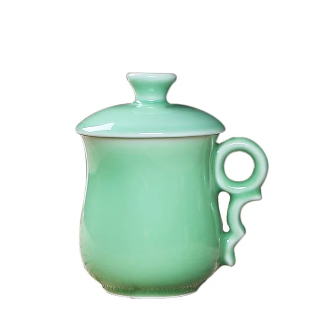 Кружка для чая Longquan с глазурью элегантная керамическая чашка крышкой чайный