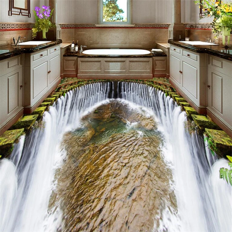 Beibehang водопад вода каменная дорога пользовательский пол настенная бумага мягкая