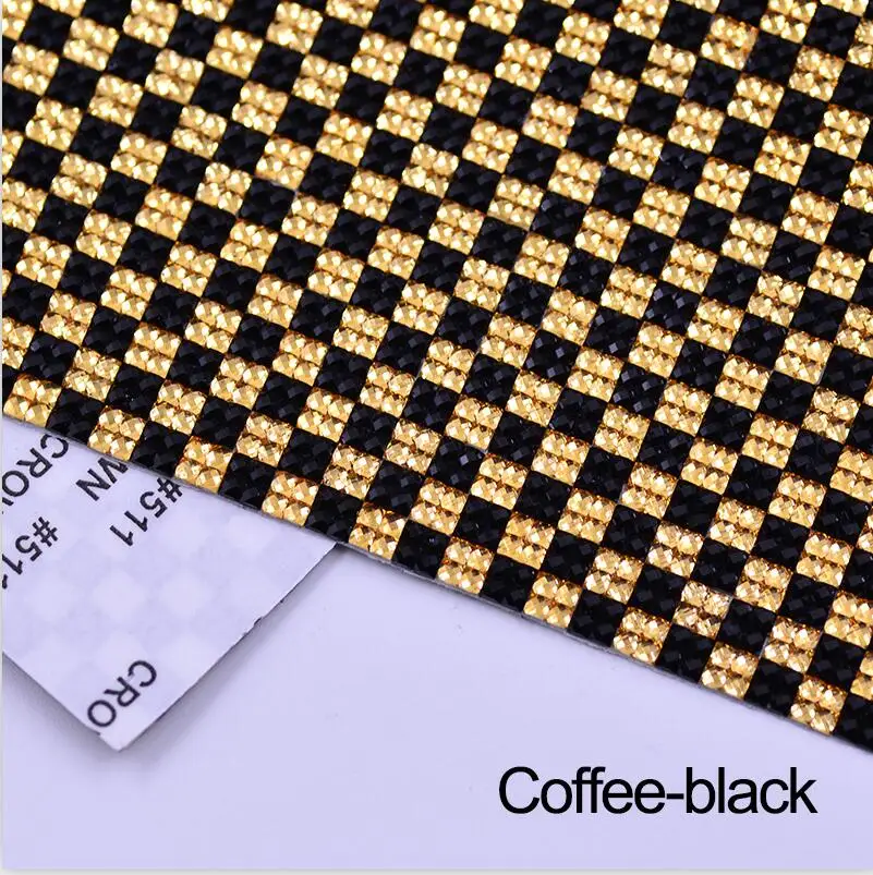 Coffee Black JUNAO, 24*40 см, самоклеящиеся стразы, ткань, сетка, отделка, смола, кристаллы, наклейки, стразы, аппликации, лента для рукоделия, ювелирные изделия - Цвет: Coffee Black