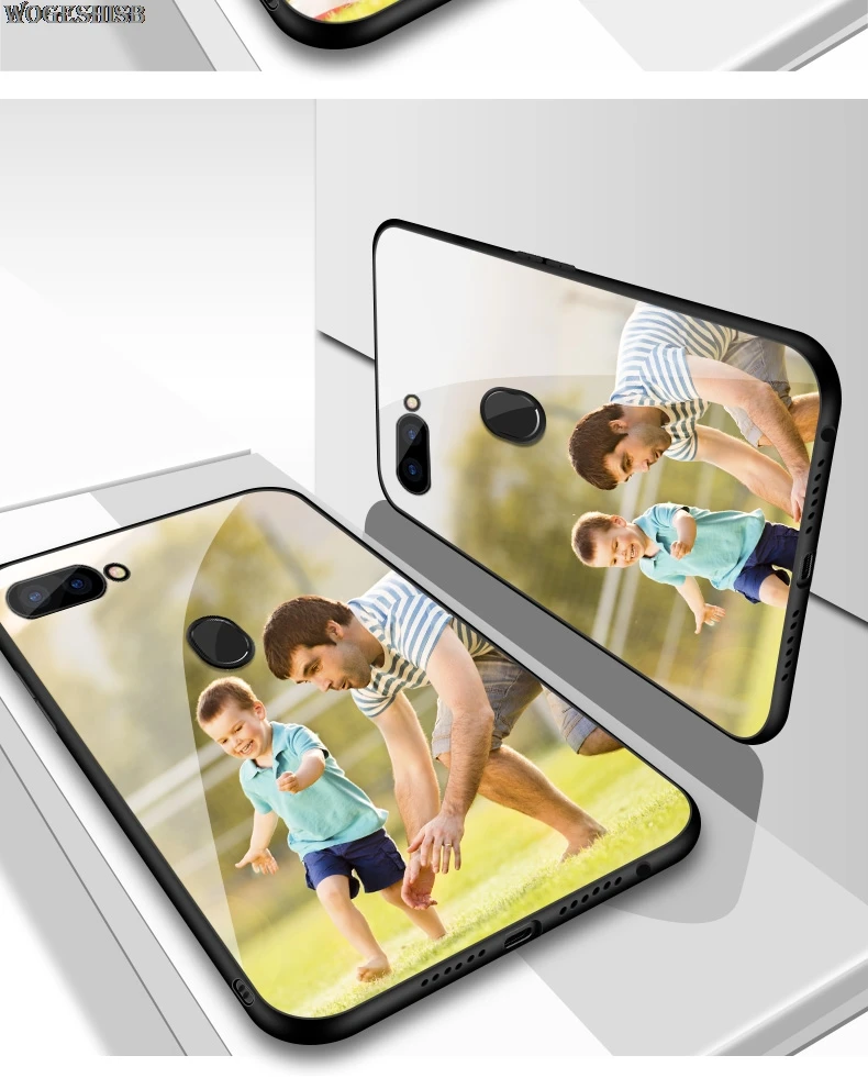 Пользовательские фото закаленное Стекло чехол для OPPO R15 R11 R11S R9 R9S R7 R7S плюс F7 A83 A1 A3 A59 A79 A77 F5 A5 A3S A57 индивидуальный логотип