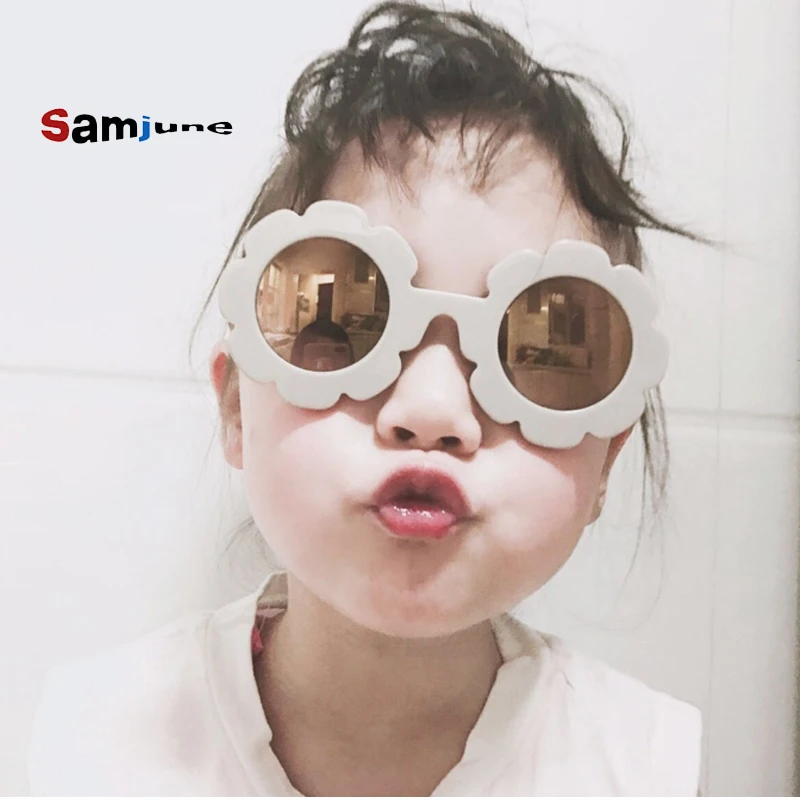 

Samjune/детские солнцезащитные очки UV400, круглые милые детские солнцезащитные очки с цветочным принтом для мальчиков и девочек, детские солнце...