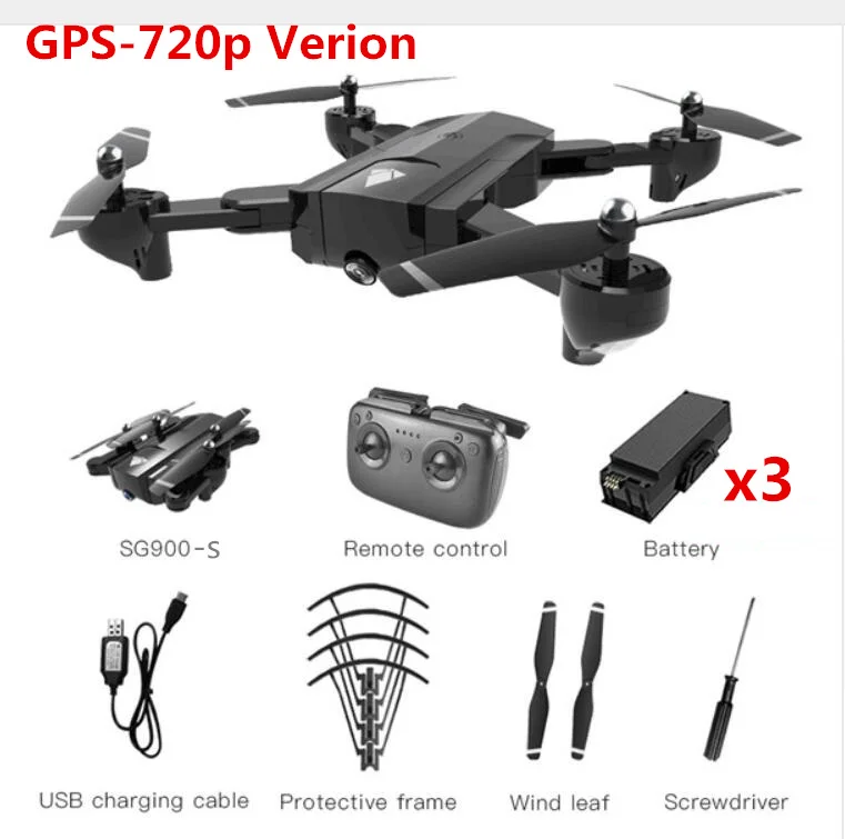 GPS 720P 3 battery SG900-S SG900S SG900 F196 Дрон на радиоуправлении с gps и камерой 1080 P Wi-Fi FPV gps Follow Me Радиоуправляемый квадрокоптер Профессиональный Drone вертолет - Цвет: GPS 720P 3 battery