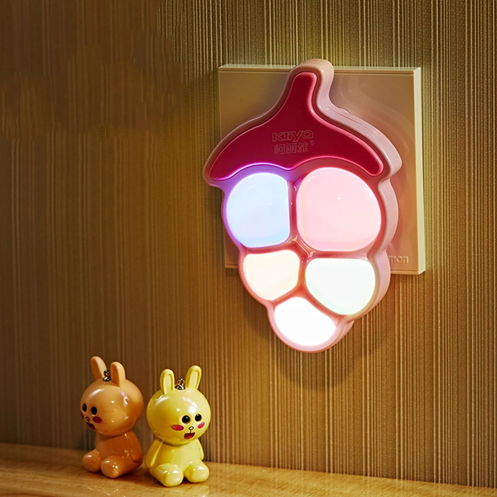 

Light Sensor Control LED Night Light Mini 220V Purple Grape Cute Bedroom lamp For Baby Gift Romantic Night Lights