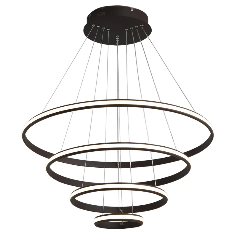 

Brown/White Modern pendant lights for living room dining room 4/3/2 Circle Rings aluminum body LED pendant Lamp lampadario
