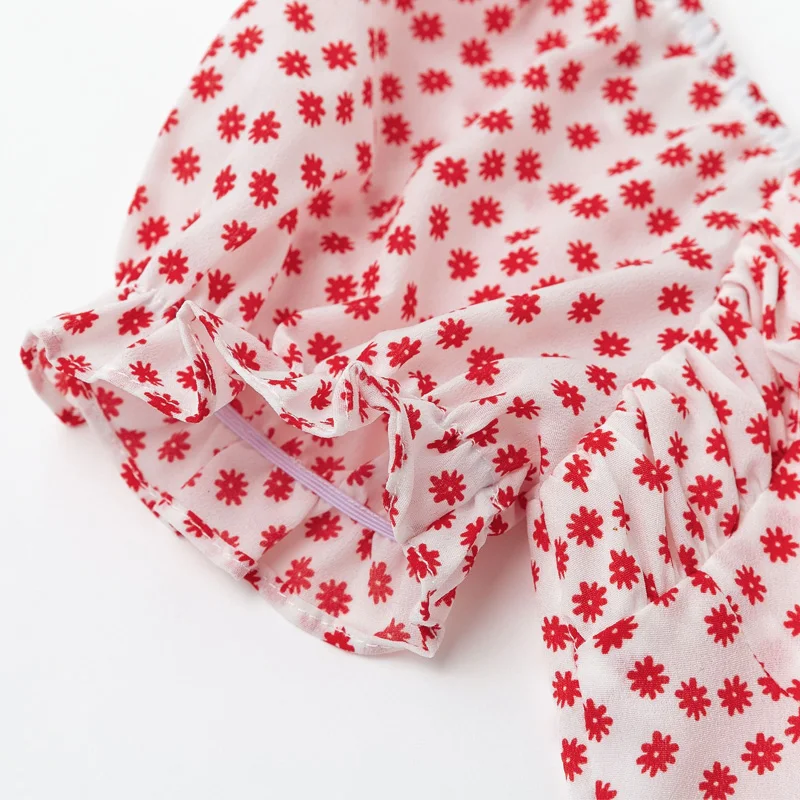 Летнее женское платье повседневное приталенное с цветочным принтом и бантом