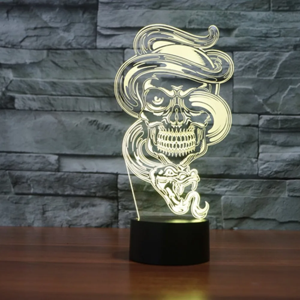 7 цветов Изменение Настольная лампа форма призрака Touch 3D светодио дный