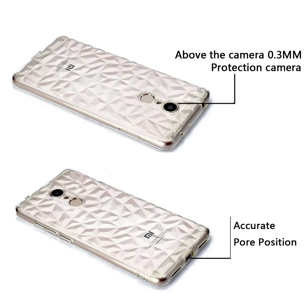 For redmi 5 case 3D Diamond pattern soft TPU silicone Transparent for 6 shockproof shell back cover |