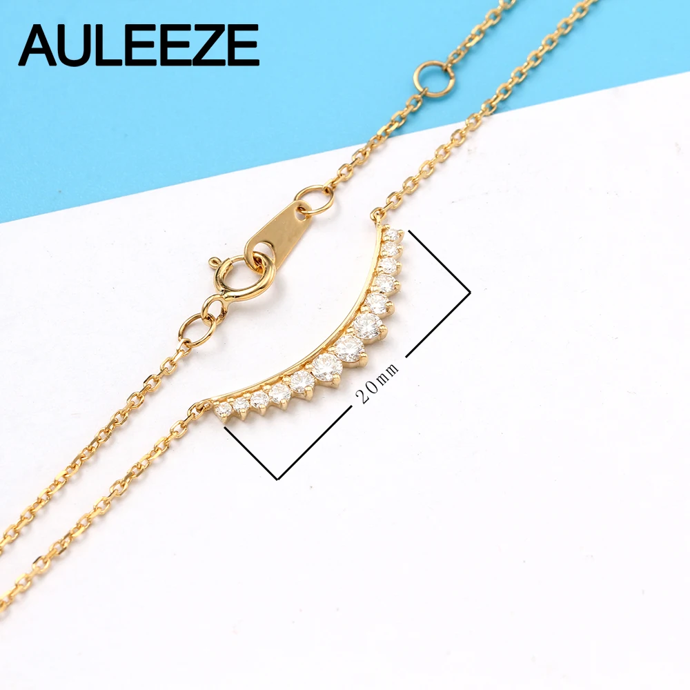 AULEEZE Lucky Smile 0,25 cttw настоящий бриллиант кулон 18 К желтого золота натуральный алмаз ожерелье для женщин вечерние ювелирные изделия