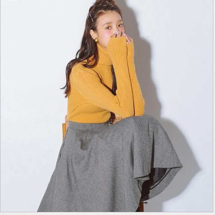 Женский свитер Осенние Пуловеры с высоким воротником новинка 2019 элегантные