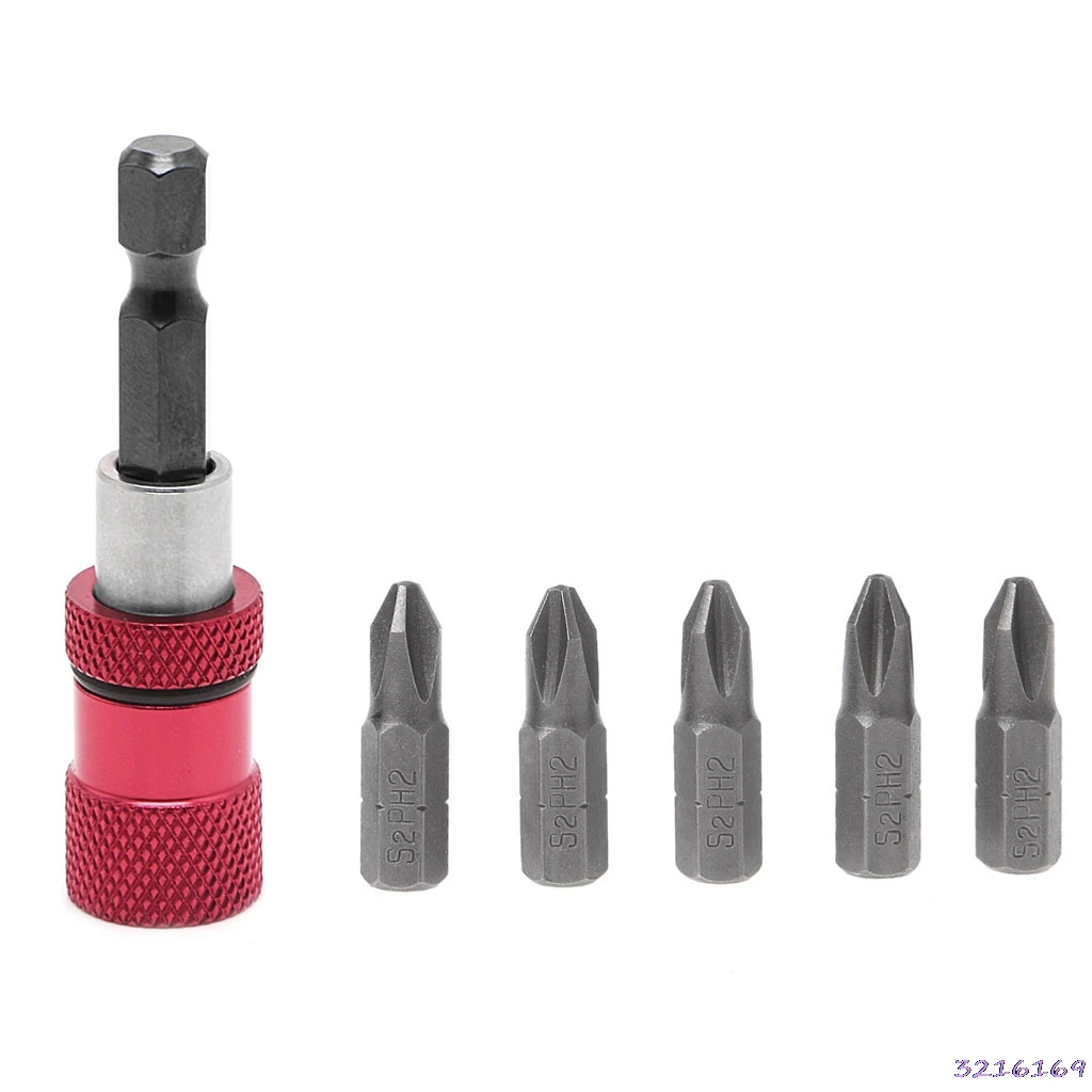 Магнитный держатель для шуруповерта 60 мм 1/4 дюйма с шестигранным хвостовиком + 5