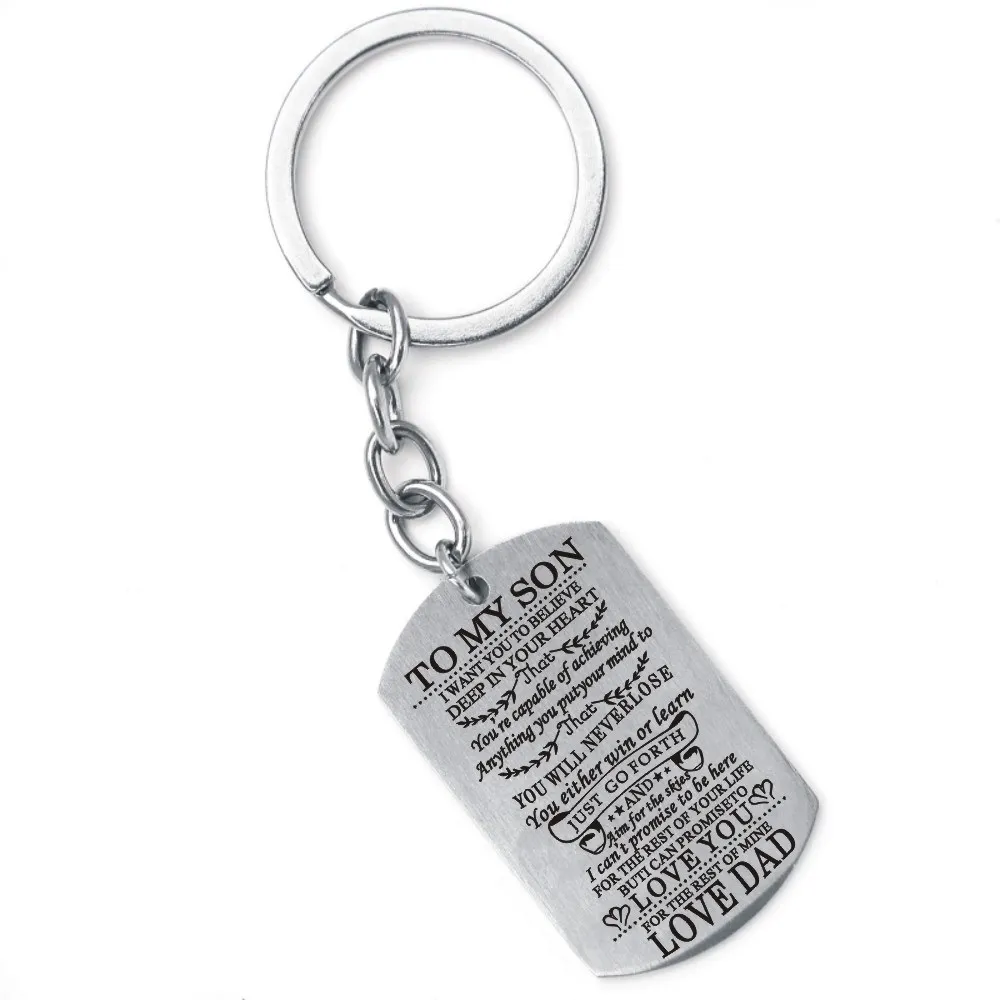 Вдохновляющие брелки с надписью My сын дочь квадратный Брелок подвеской
