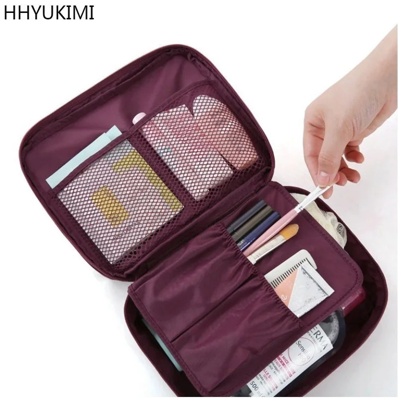 

HHYUKIMI Fashion Waterproof Oxford Women Makeup Bag Travel Portable Beautician Cosmetic Bag Men Bathroom Toiletry Wash Organizer