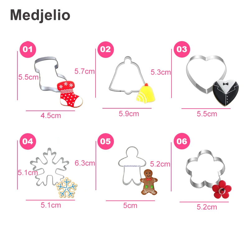 Medjelio 12 шт. рождественские резаки для печенья конфеты бисквитные формы деревья