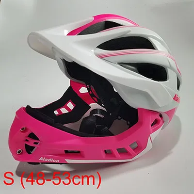 S white pink Детский шлем с полным покрытием из беспедальный велосипед велосипедный шлем со съемным Сафти DH защитный шлем с светодиодный светильник высокого качества - Цвет: S white pink