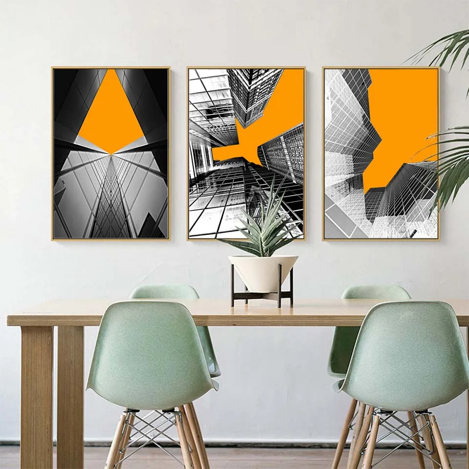 

Decoration Wall Art Canvas Poster and Print Canvas Painting Picture for Living Room Home Decor Orange sky Architecture