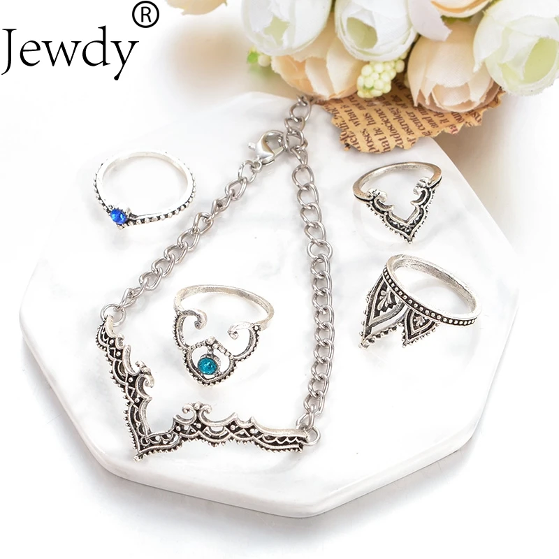 Jewdy браслеты и винтажные индийские с полым узором богемные на запястье для женщин