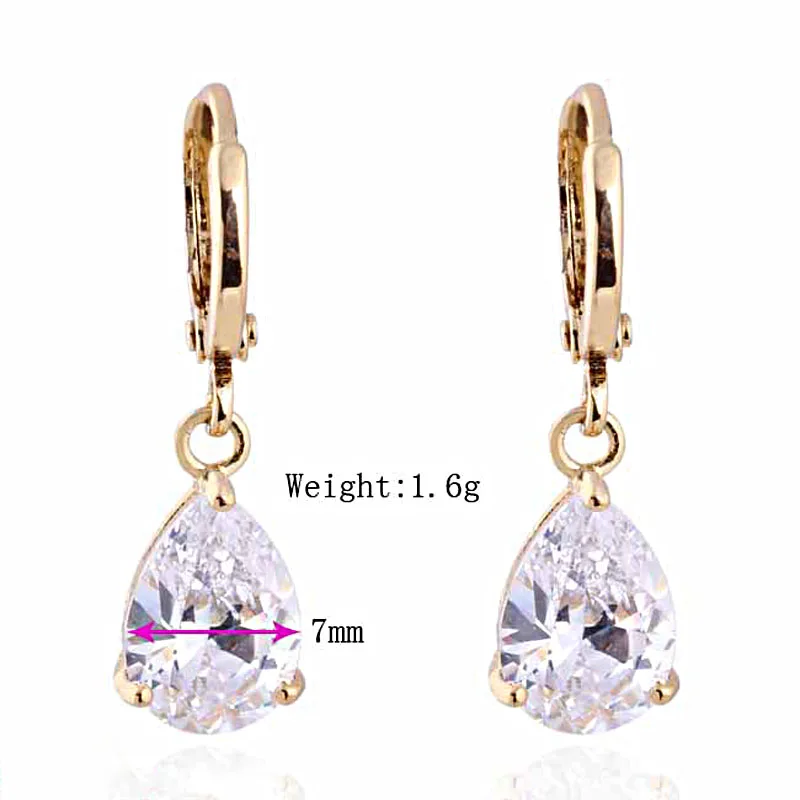 Top Mix Color Cubic Zirconia Gold P Water Drop Earrings for Women Wedding Engagement Jewelry White Red Purple Green A1286 | Украшения и