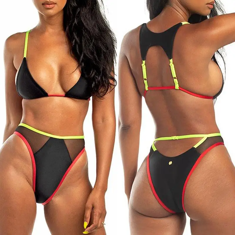 Сексуальный купальник Mossha с пуш-ап женское бикини в стиле пэчворк треугольный