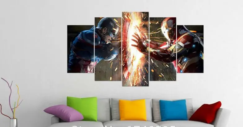 Новый принт Капитан Америка Железный человек кино постер искусство Современное