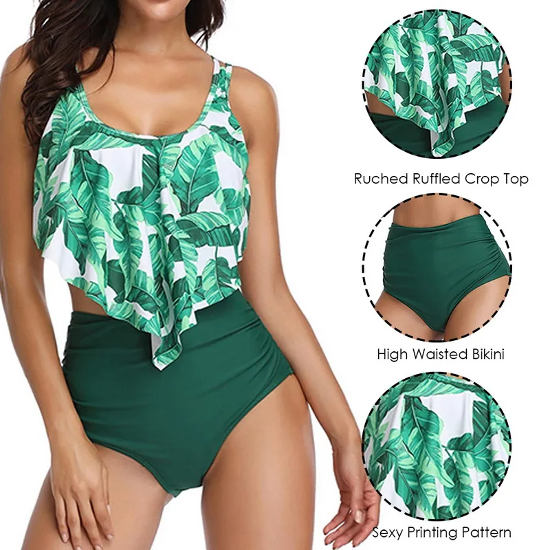 Купальник бикини женский летний из двух предметов с оборками| |