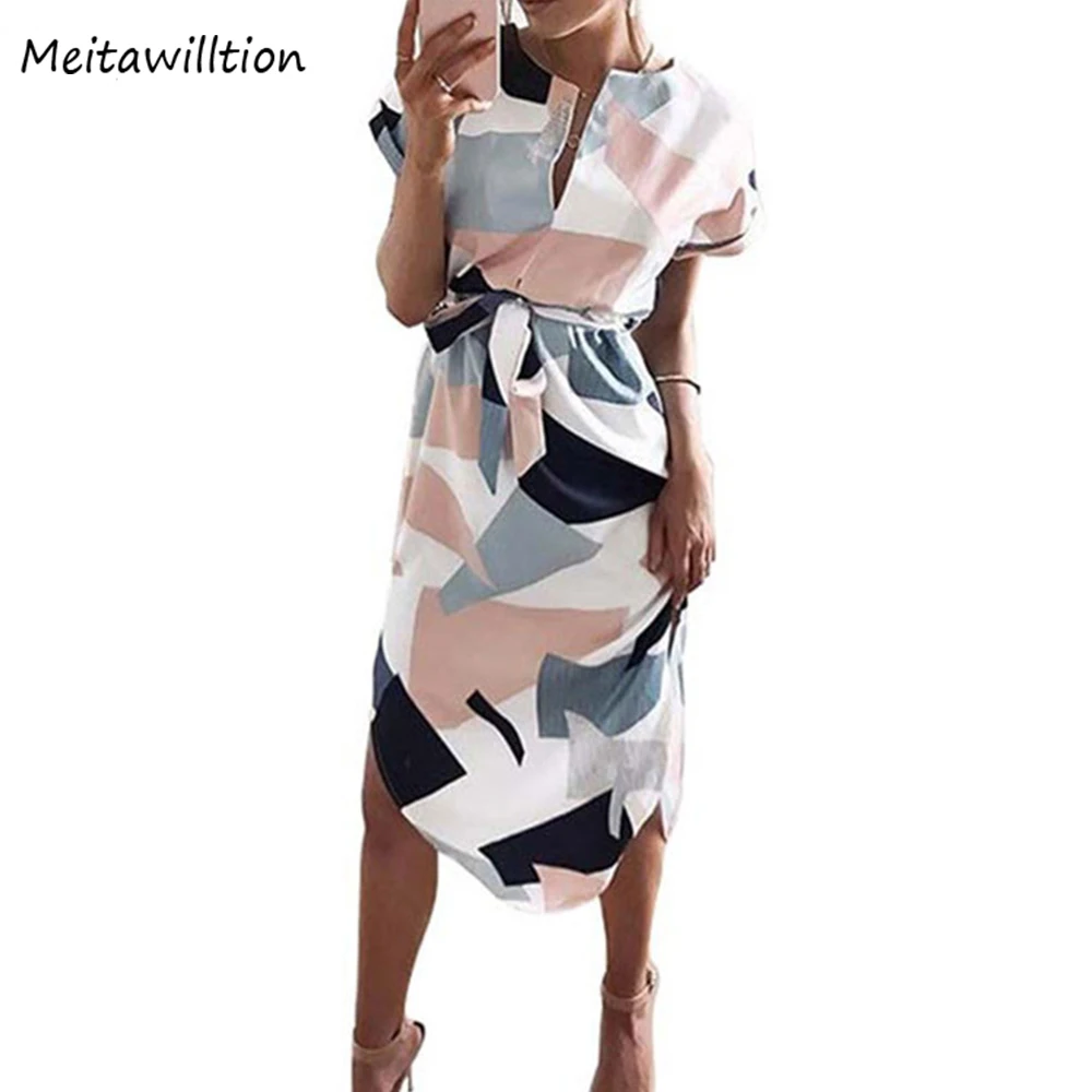 Летние женские пляжные платья 2017 элегантное красочное клетчатое вечернее платье