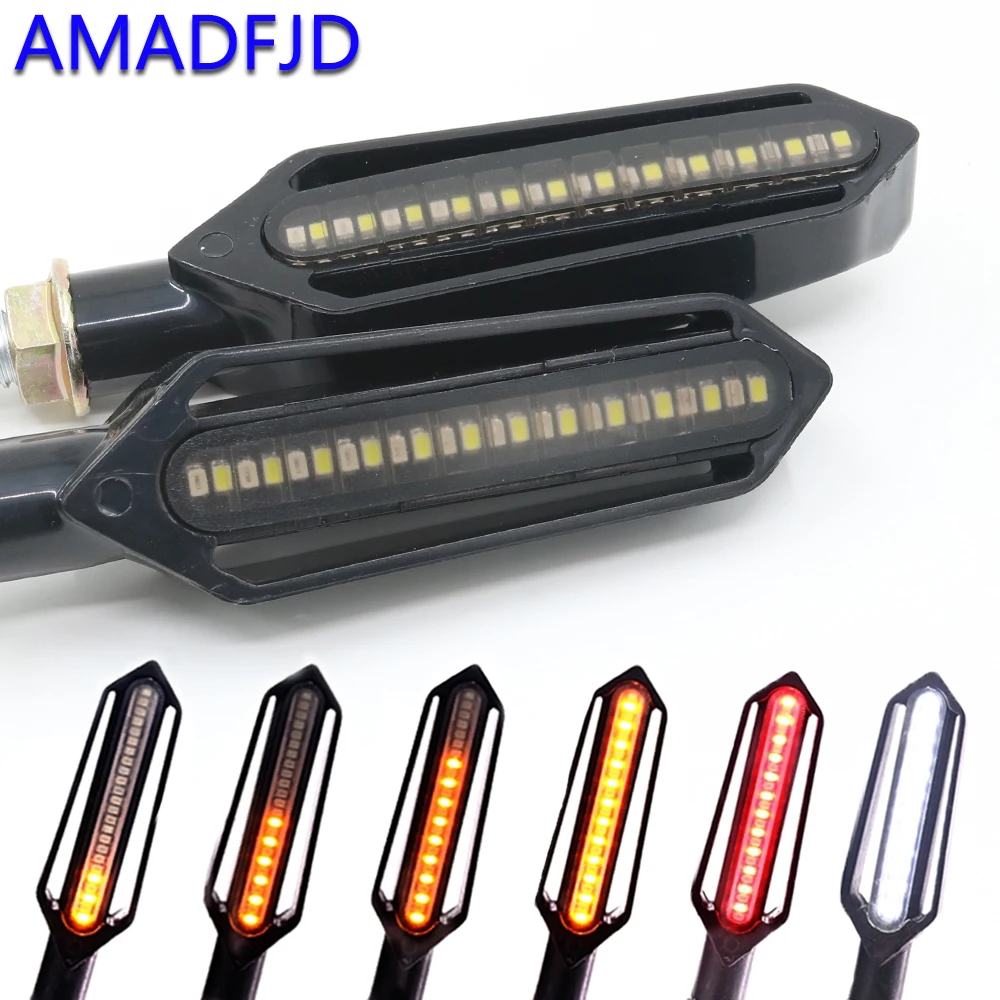 Amadfjd 2/4 шт течет поворотов мотоцикл СВЕТОДИОДНАЯ мигалка мотоцикла светильник s DRL индикатор светильник тормозной поворотники Лампа
