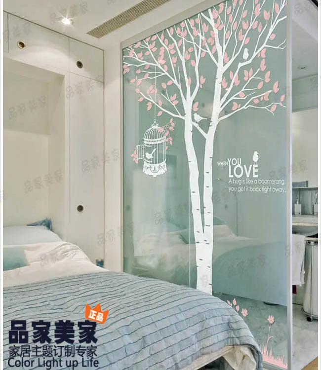 Дерево и птицы большие настенные наклейки леса растения дизайн ветка дерева с