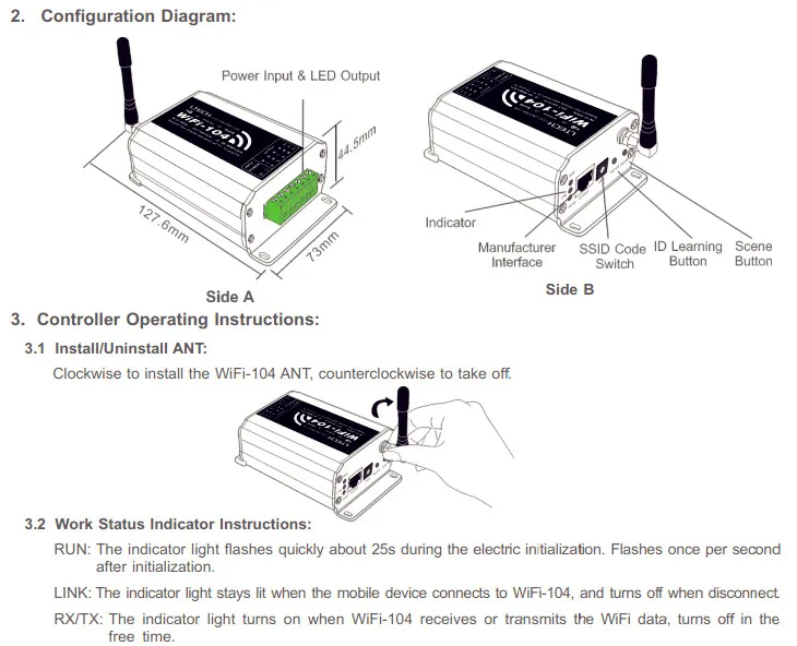 Светодиодный Wi-Fi контроллер M12 ИК-пульт; 2,4 ГГц Wi-Fi max 12 zone контроллер 4Ax4CH 16A выход Wifi104 R4-5A R4-CC приемник