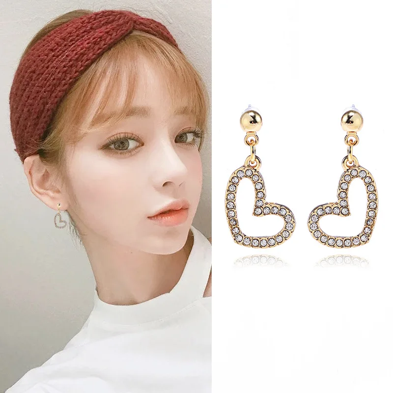 2019 Fashion Crystal Heart Earcuff Tassel Earring Clip For Woman Girl without piercing Gift Zircon |