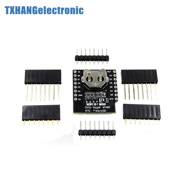 Интегральные схемы DataLog Shield для WeMos D1 mini RTC DS1307 с батареей + MicroSD набором штыревых