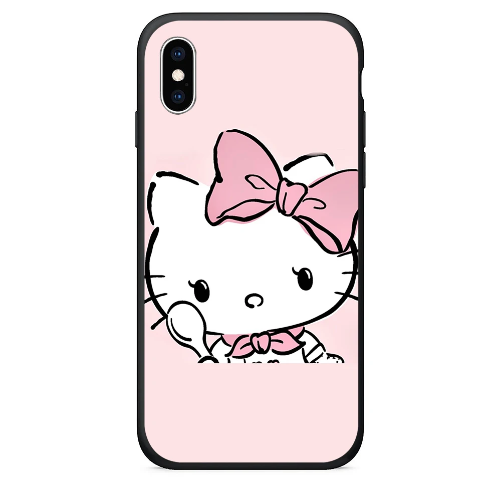 ТПУ чехол для телефона iPhone x Силиконовый Hello Kitty 8 Plus 6 6s se xr xs max 5S |