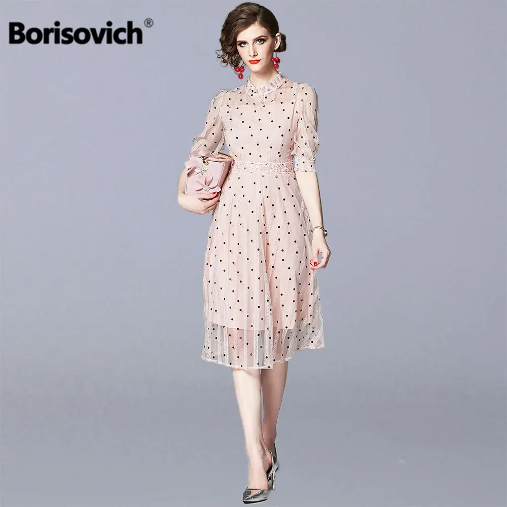 Borisovich, женские элегантные платья для вечеринок, бренд, мода в английском стиле, узор в горошек, женское летнее повседневное платье, N1141