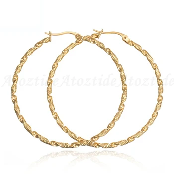 style 4 45mm Atoztide простые серьги-кольца из нержавеющей стали для женщин с увеличенной Золотой резной волной большие круглые серьги слуховой аппарат Вечерние - Окраска металла: style 4 45mm