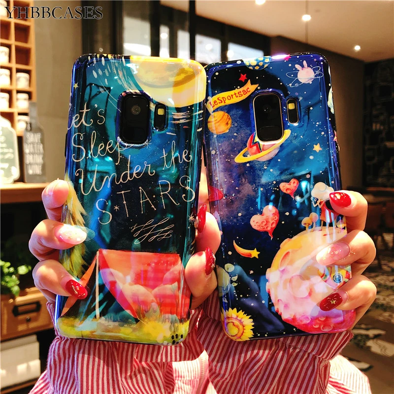 YHBBCASES Blu Ray чехол для Samsung Galaxy S10 Plus S8 S9 Чехлы мультфильм звездное небо космическое