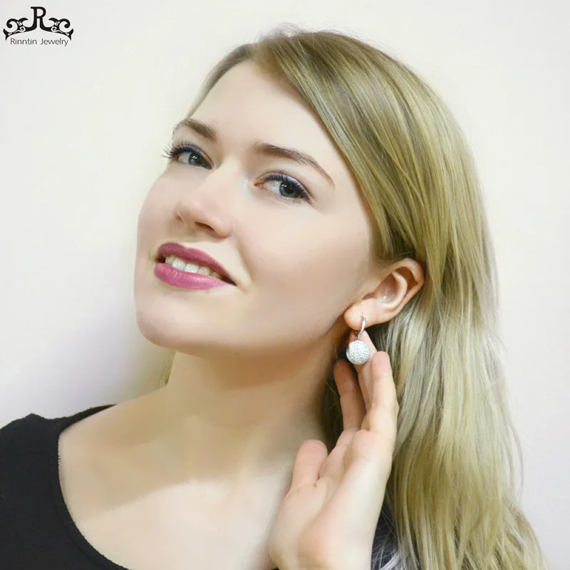 Effie queen Стерлинговое Серебро S925 серьги круглой формы микро проложили AAA CZ блестящие выдолбленные сердце задняя сторона серьги-кольца TSE42